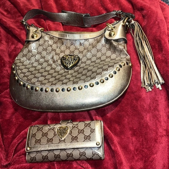 GUCCI Babouska Monogram Hobo shoulder bag with  matching wallet - Picture 3 of 17